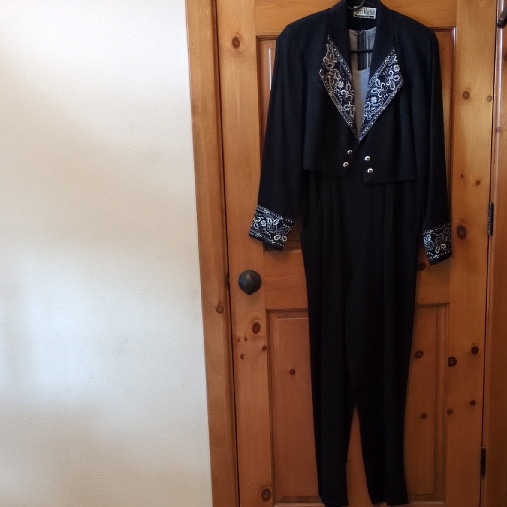 Black Embellished Jumpsuit with Silver Accents